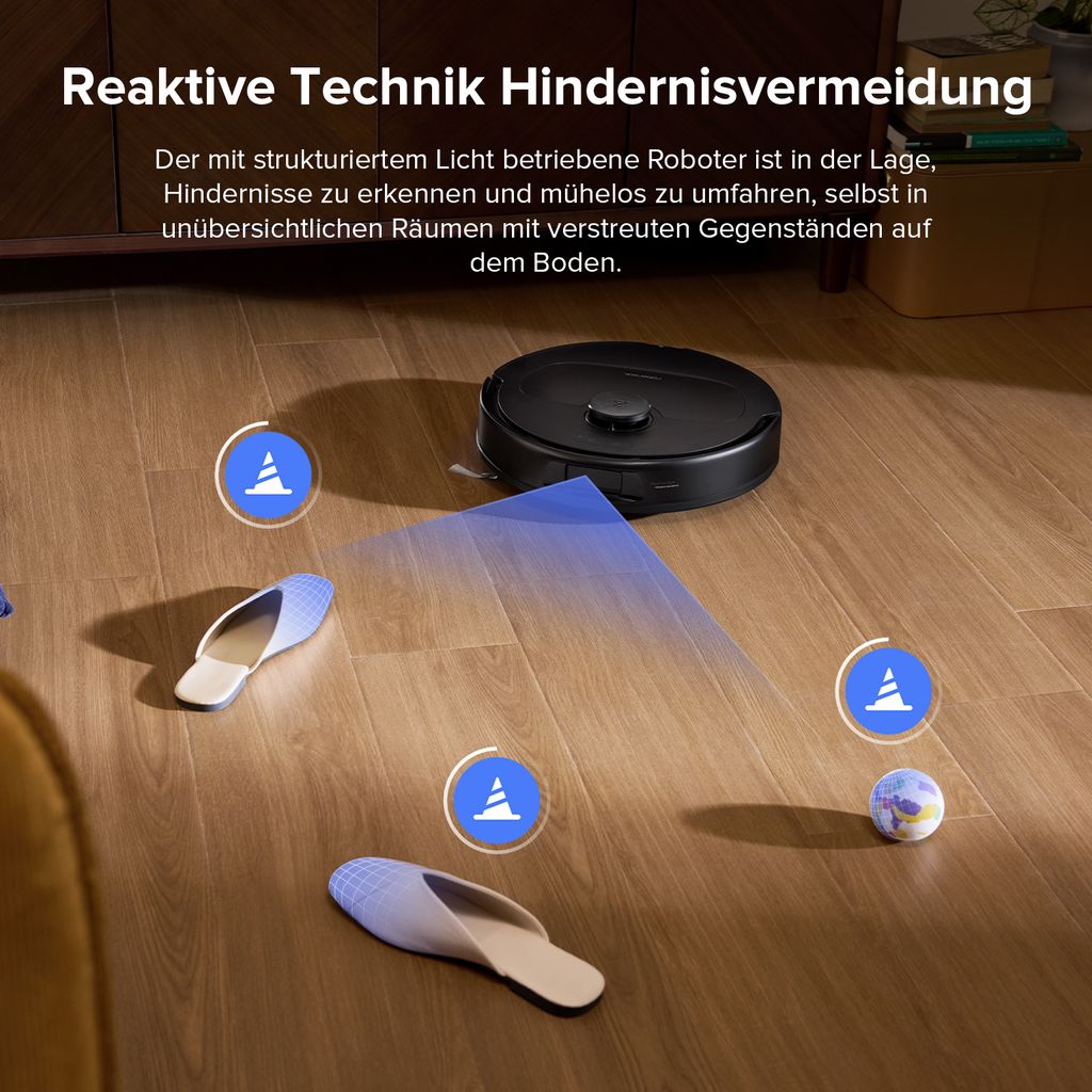 roborock QV 35S Staubsauger Roboter, 10.000Pa Saugroboter (Upgrade von Qrevo Plus), Anti - Tangle - Bürsten, Anhebbare Schleudermopps (Schwarz)