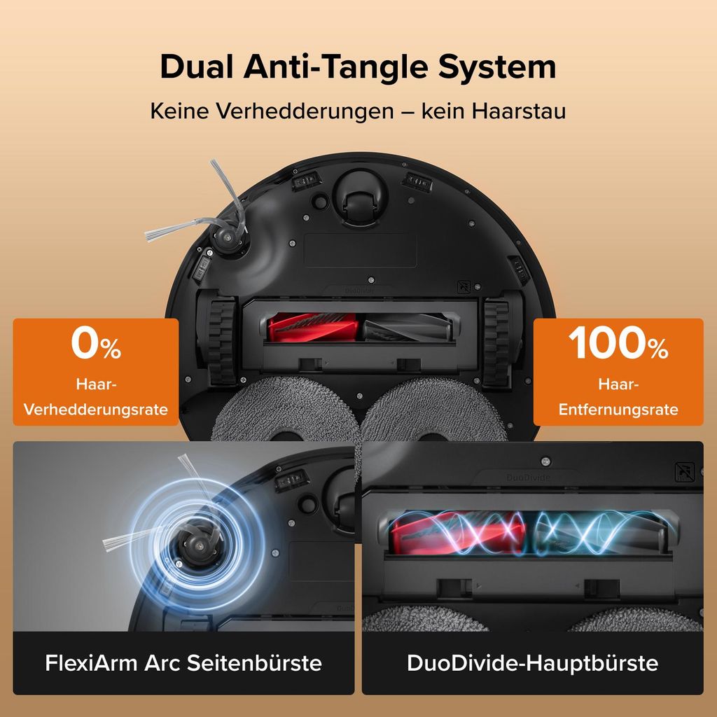 roborock Qrevo Edge 2 Staubsauger Roboter, 25.000 Pa Saugroboter mit Wischfunktion Wischmopp - Hebefunktion, 80 °C Moppwäsche mit heißem Wasser, Schwarz
