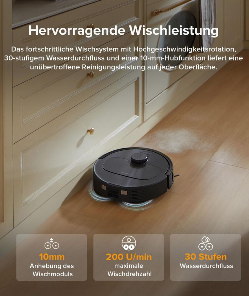 roborock QV 35A Staubsauger Roboter 8.000 Pa (Upgrade von Qrevo Plus),All - in - One Dock,Anti - Verfilzungsbürste, Hebarer Mopp, Reactive Tech,Schwarz
