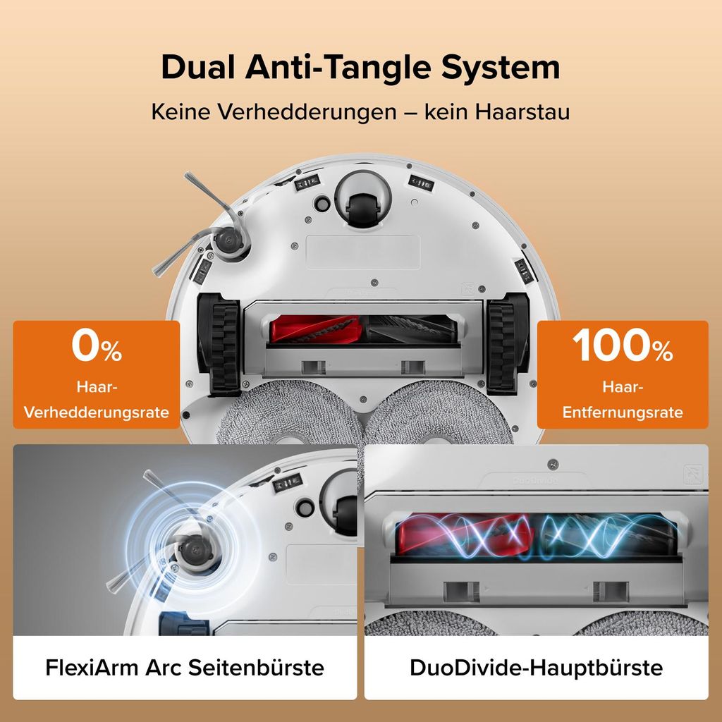 roborock Qrevo Edge 2 Staubsauger Roboter, 25.000 Pa Saugroboter mit Wischfunktion, Wischmopp - Hebefunktion, 80 °C Moppwäsche mit heißem Wasser, Weiß