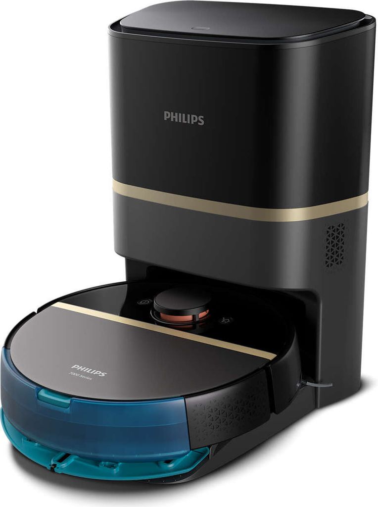 Philips HomeRun 7000 Series Aqua Saug - und Wischroboter mit Station bis zu 180 Min Laufzeit, 4 Modi, 5000 pa, Schwarz (XU7100/01)