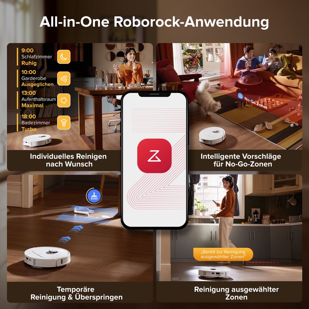 roborock QV 35S Staubsauger Roboter, 10.000 Pa Saugroboter (Upgrade von Qrevo Plus), Anti - Tangle - Bürsten, Anhebbare Schleudermopps (Weiß)