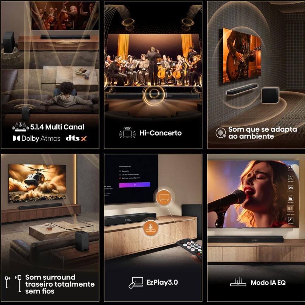 Hisense 5.1.4 CH Soundbar, 600 W, 5.1.4 Kanäle, 600 W, DTS:X, Dolby Atmos, 280 W, 20000 Hz, Kabellos