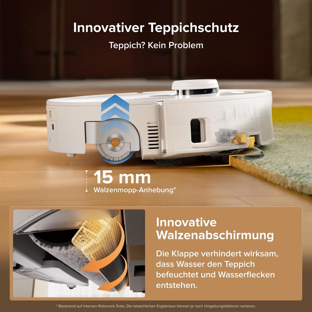 roborock Qrevo Curv 2 Flow Staubsauger Roboter mit Wischfunktion, SpiraFlow - Wischwalze mit Selbstreinigung, 20.000 Pa, 75 °C Heißwasser - Moppwäsche