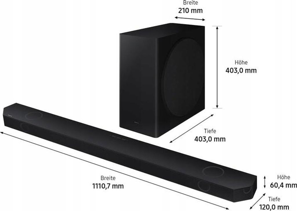 Samsung Ultra Slim Soundbar HW - S810GD 3.1.2 - Kanal & Subwoofer (2024), 3.1.2 Kanäle, 330 W, DTS Virtual:X, Dolby Atmos, Dolby Digital 5.1, Dolby Digital Plus, Dolby TrueHD, Adaptiv, Game Pro, Nacht, Standard, Kabellos, 200 W