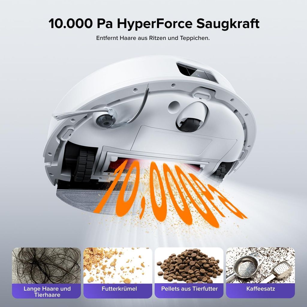 roborock Q10 S5+ Set Staubsauger Roboter, 10.000 Pa(Upgrade von S8 Plus), Dual Anti - Tangle System, Auto Lifting Mopping, Ideal für Tierhaare (Weiß)