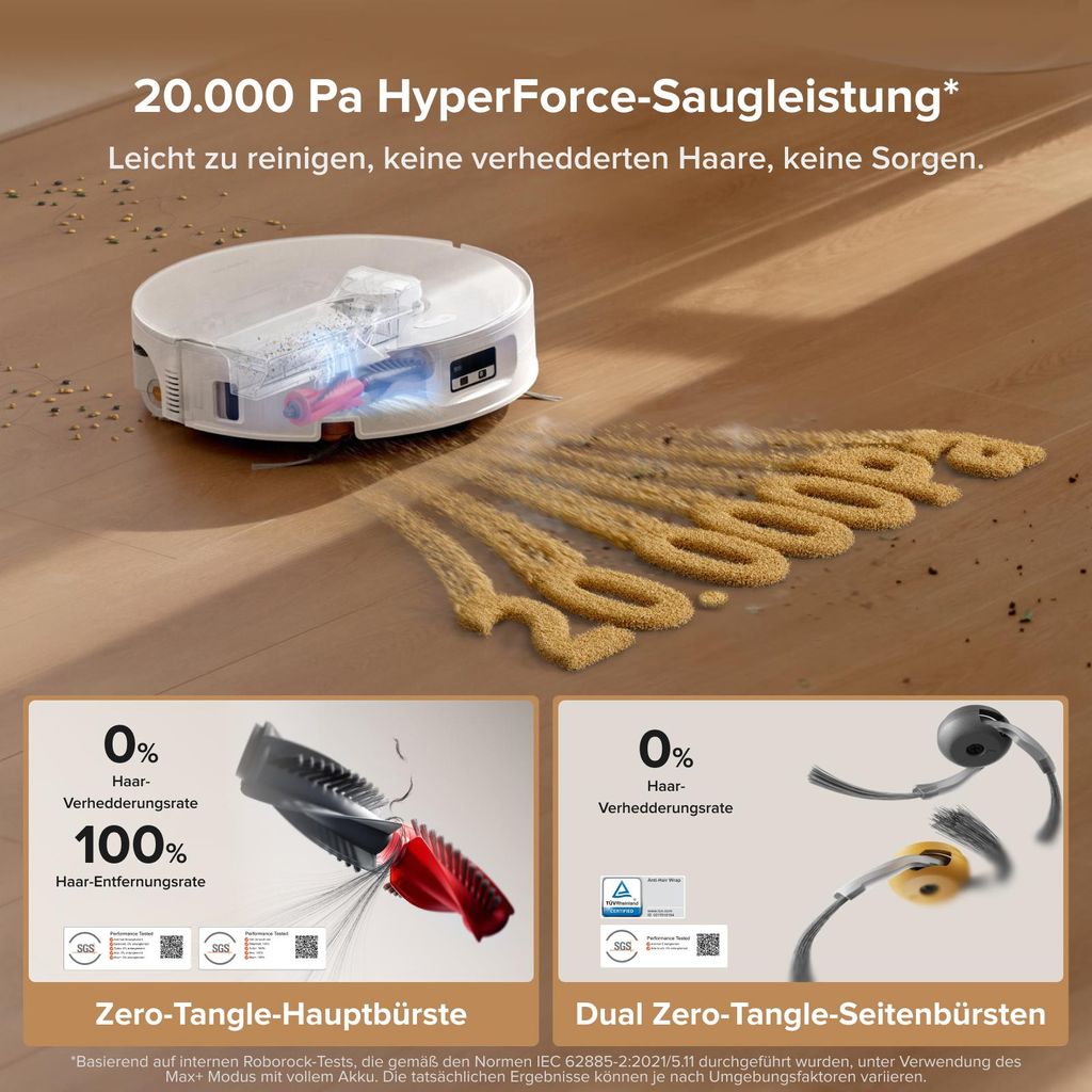 roborock Qrevo Curv 2 Flow Staubsauger Roboter mit Wischfunktion, SpiraFlow - Wischwalze mit Selbstreinigung, 20.000 Pa, 75 °C Heißwasser - Moppwäsche