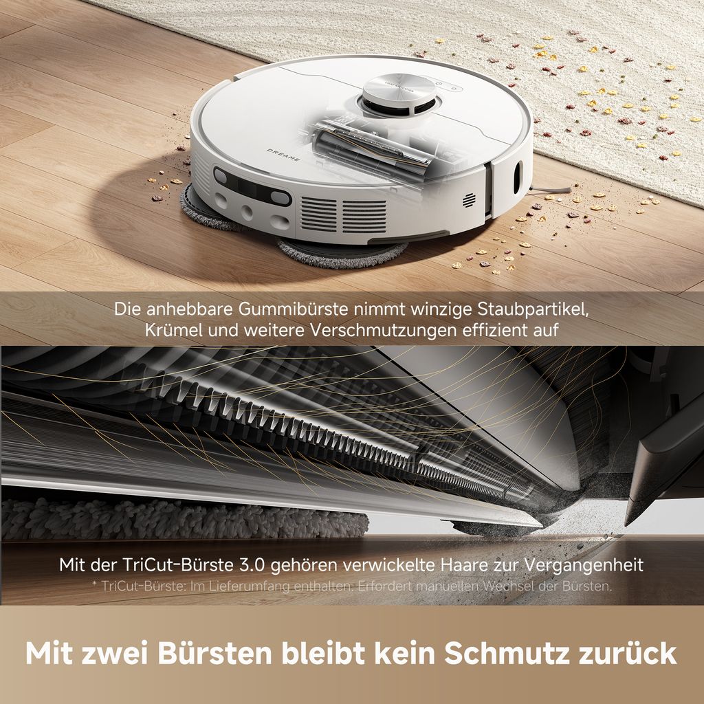 Dreame L40 Ultra AE Roboterstaubsauger mit Wischfunktion 2in1, 19000 Pa Saugleistung, 75 °C Selbstreinigung, Anti - Tangle, Dual - Line - Laser, Weiß