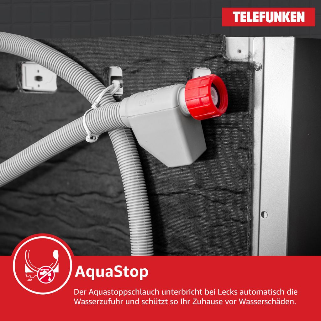 TELEFUNKEN Geschirrspüler 60 cm teilintegrierbar, Einbau Spülmaschine, 12 Maßgedecke, 6 Programme, AquaStop, GET6012DI