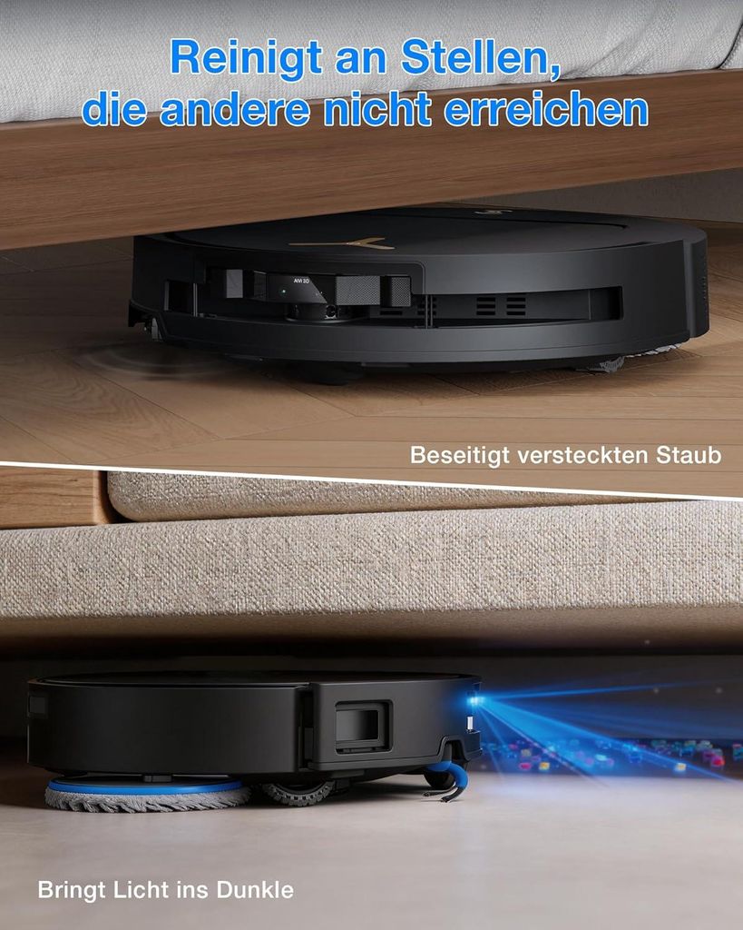 Ecovacs DEEBOT T50 PRO Omni Gen3 Care kit Staubsauger Roboter mit Wischfunktion (Enthält 2 zusätzliche Wischpads, 3 Filter und 3 Staubbeutel) Schwarz