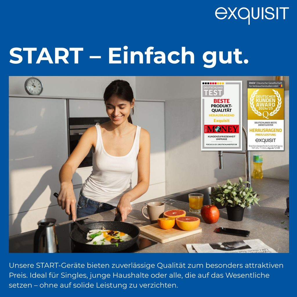 Exquisit Geschirrspüler, 12 Maßgedecke, Stand - /Unterbaugerät, 6 Programme, LED - Anzeige, Auto Door Open, GSP6312 - 030D weiss