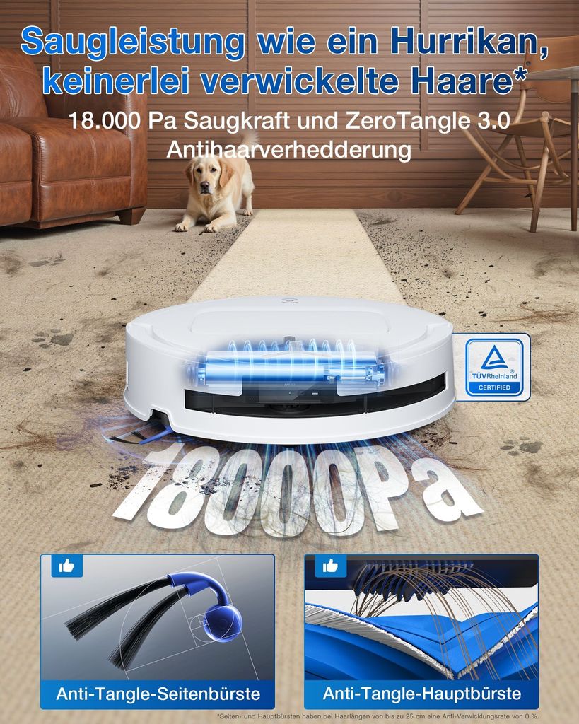 Ecovacs Deebot T80 Omni, Beutellos, Weiß, Rund, Staubbeutel, 65 dB, 3 l