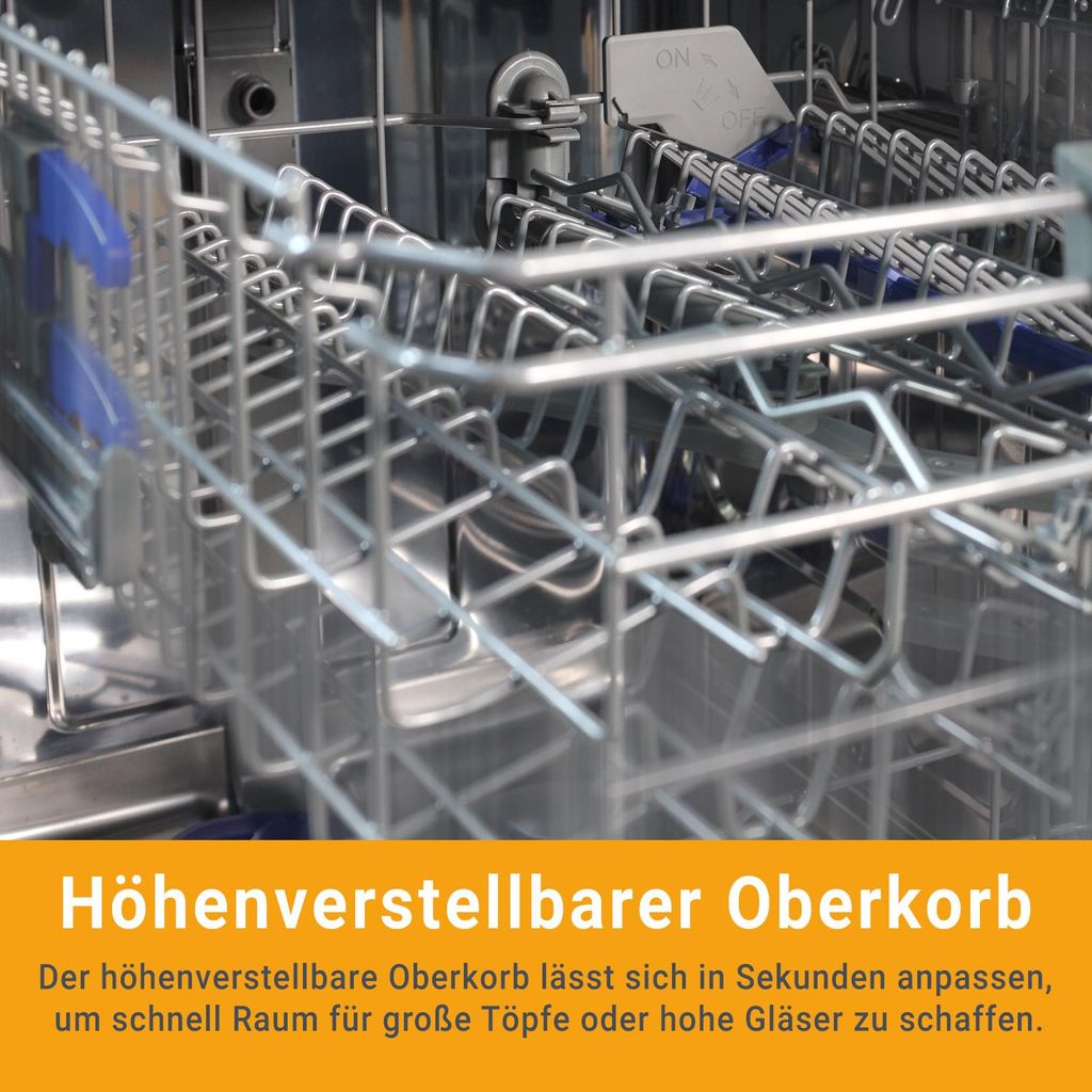 KKT KOLBE Küchentechnik KKT KOLBE 60 cm Geschirrspüler Spülmaschine Schwarz Silber Freistehend, Unterbaufähig, Besteckschublade, LED - Beleuchtung, Automatische Türöffnung, höhenverstellbar, 7 Programme, 14 Maßgedecke, DW60FSS