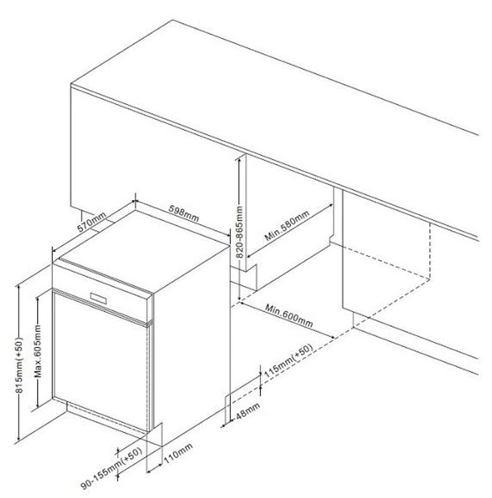 Respekta Einbaugeschirrspüler Kari, 60 cm, mit Display, teilintegriert, 12 Maßgedecke