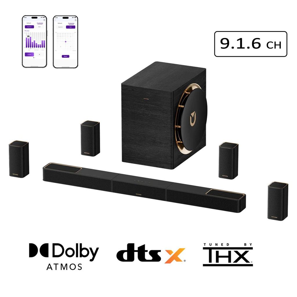 Ultimea Skywave X100 9.1.6 Soundbar mit 10'' Subwoofer, Dolby Atmos, DTS:X, 1500 W, Surround Sound System für Heimkino und TV, 8K HDR - Passthrough