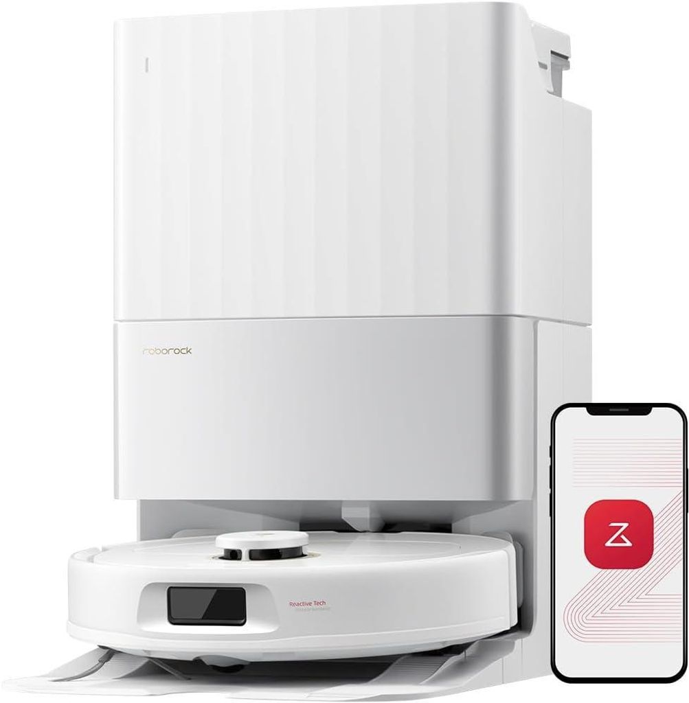 roborock Qrevo S5V Saugroboter mit Wischfunktion, 12.000Pa, Zero - Tangle System, Warmlufttrocknung, Multifunktions - Dockingstation (Weiß)