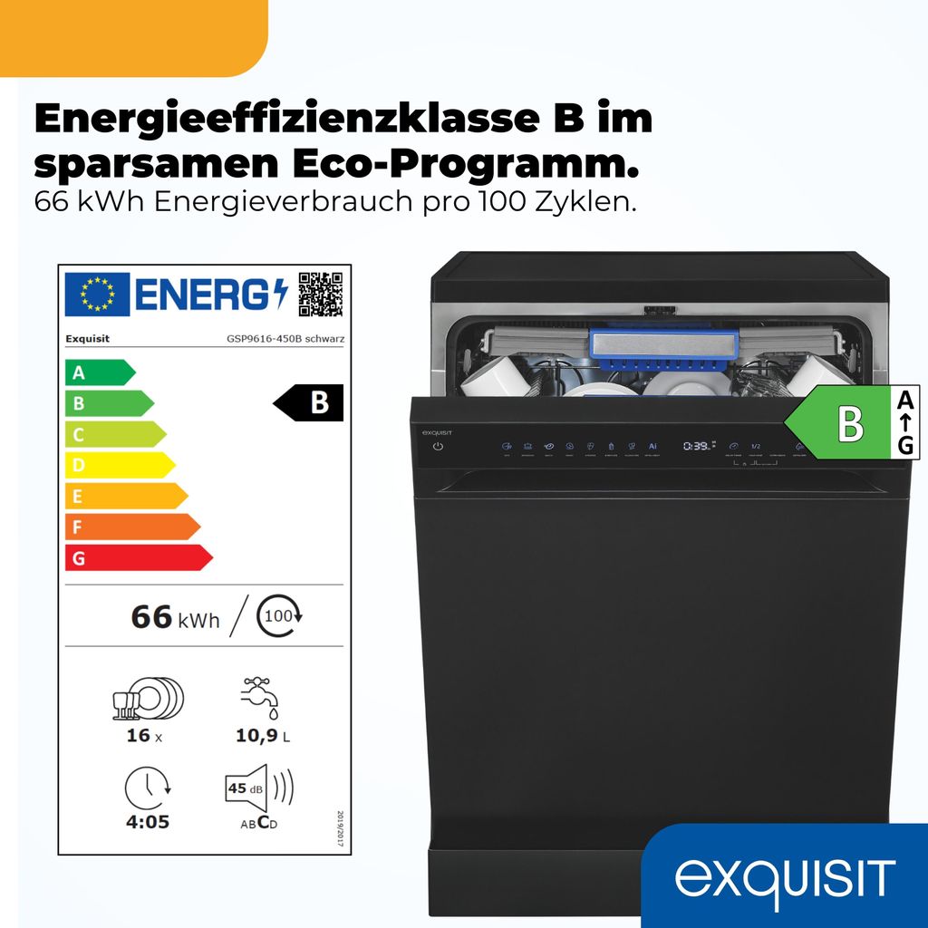 Exquisit Stand - /Unterbau - Geschirrspüler GSP9616 - 450B schwarz