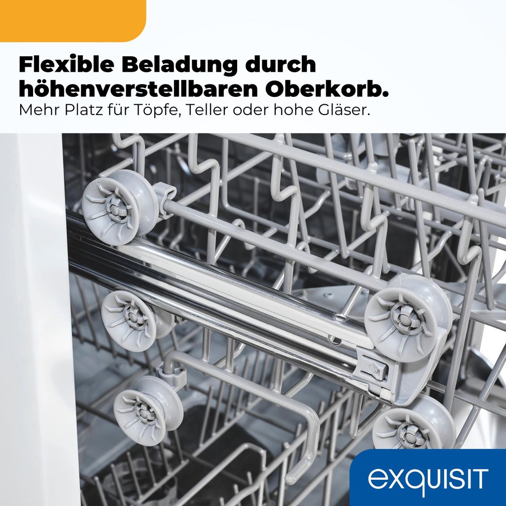 Exquisit PLUS Geschirrspüler 60 cm, 12 Maßgedecke, Unterbaufähig, Startzeitvorwahl, 11 Liter, GSP56312 - 030E weiss