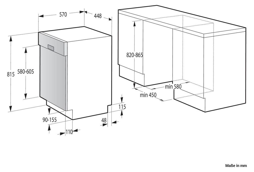 gorenje GI 561D 10 S Geschirrspüler 45 cm - Silber - Teilintegrierbar - 11 Maßgedecke - 45 dB Geräuschpegel - Trocknungsklasse: A