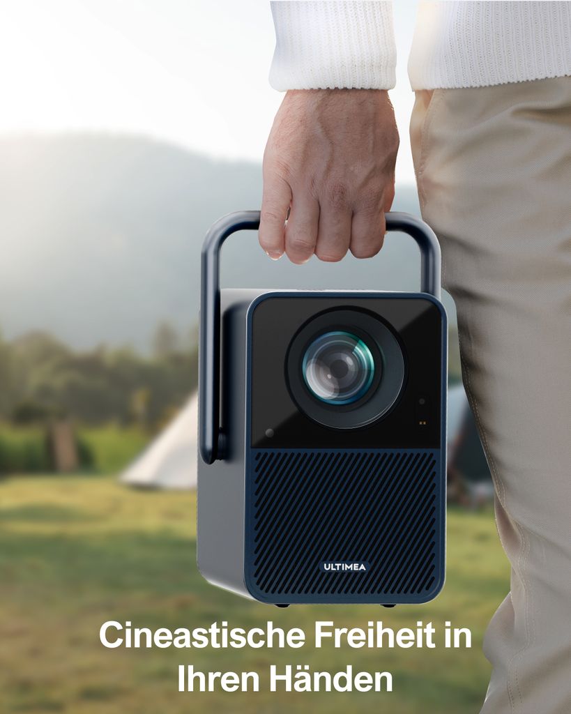 Ultimea Beamer Android TV 11.0 mit NETFLIX, 4K Heimkino Beamer Unterstützung 1000 ANSI - Lumen, Dolby Audio, Tragegriffdesign, Poseidon E40 Smart Serie