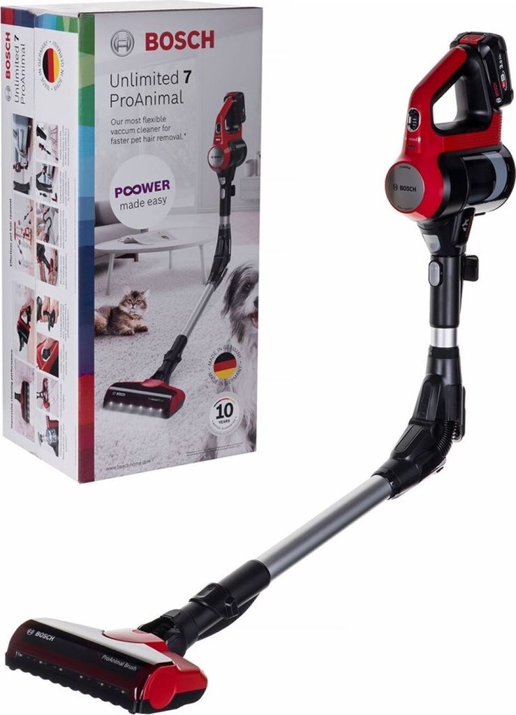 Bosch BBS711ANM Stabstaubsauger/Elektrischer Besen Beutellos 0,3 l Schwarz Rot Edelstahl