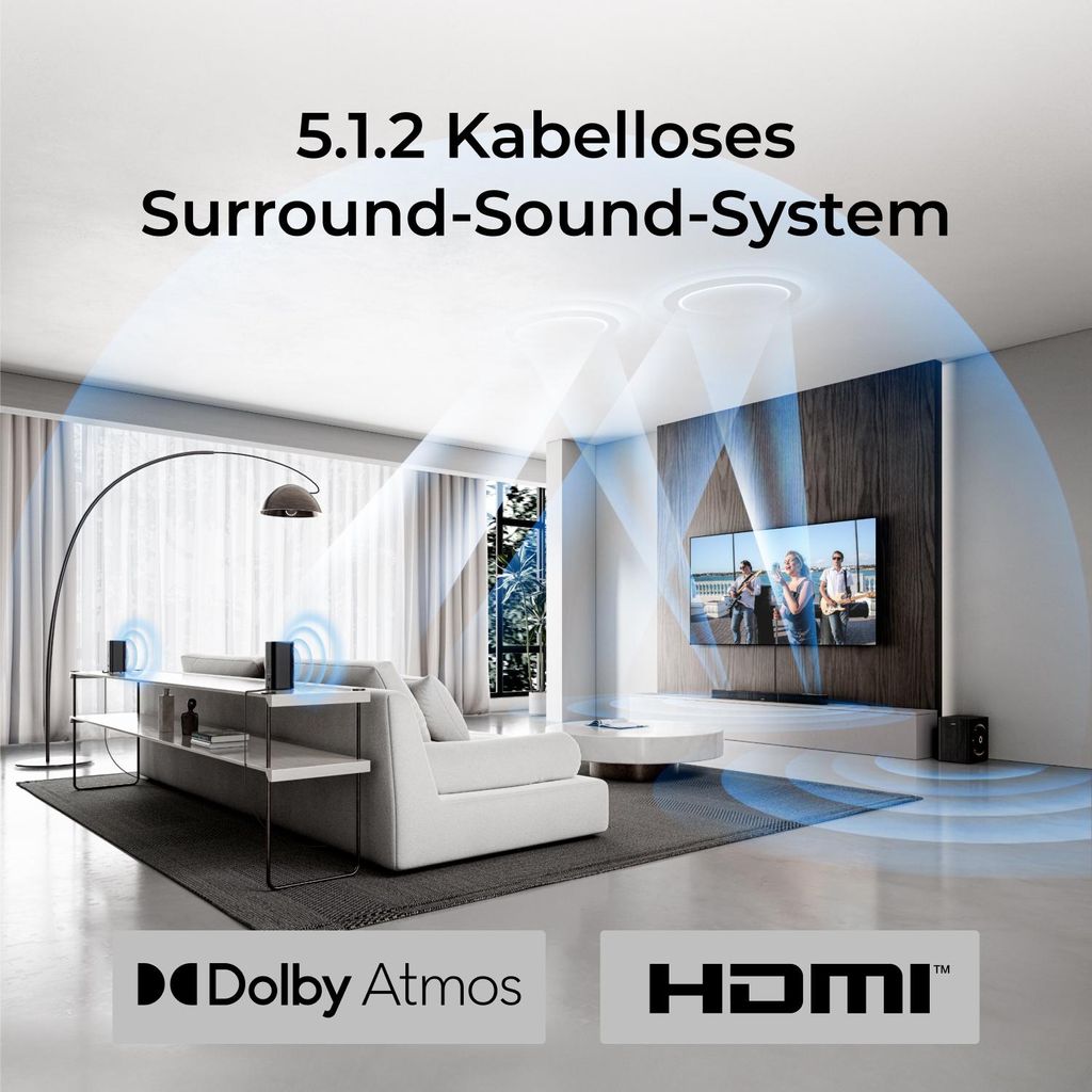Ultimea Skywave Series 5.1.2 Kanal Dolby Atmos Soundbar, 530 - W Wireless - Surround - Sound - System, 4K - HDR - Pass - Through, HDMI eARC, Bluetooth 5.4