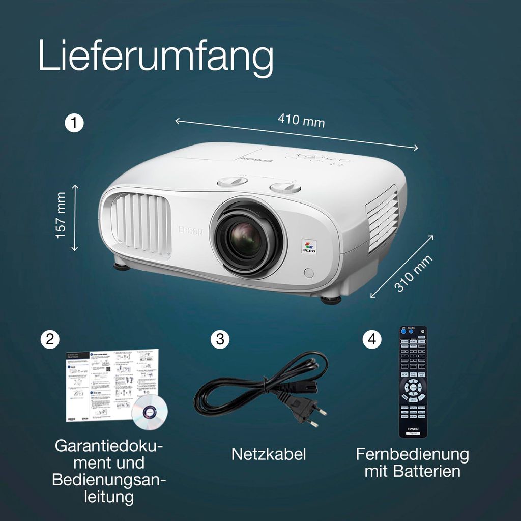 Epson EH - TW7000, 3000 ANSI Lumen, 3LCD, UHD 4K (3840x2160), 40000:1, 16:9, 1016 - 12700 mm (40 - 500")