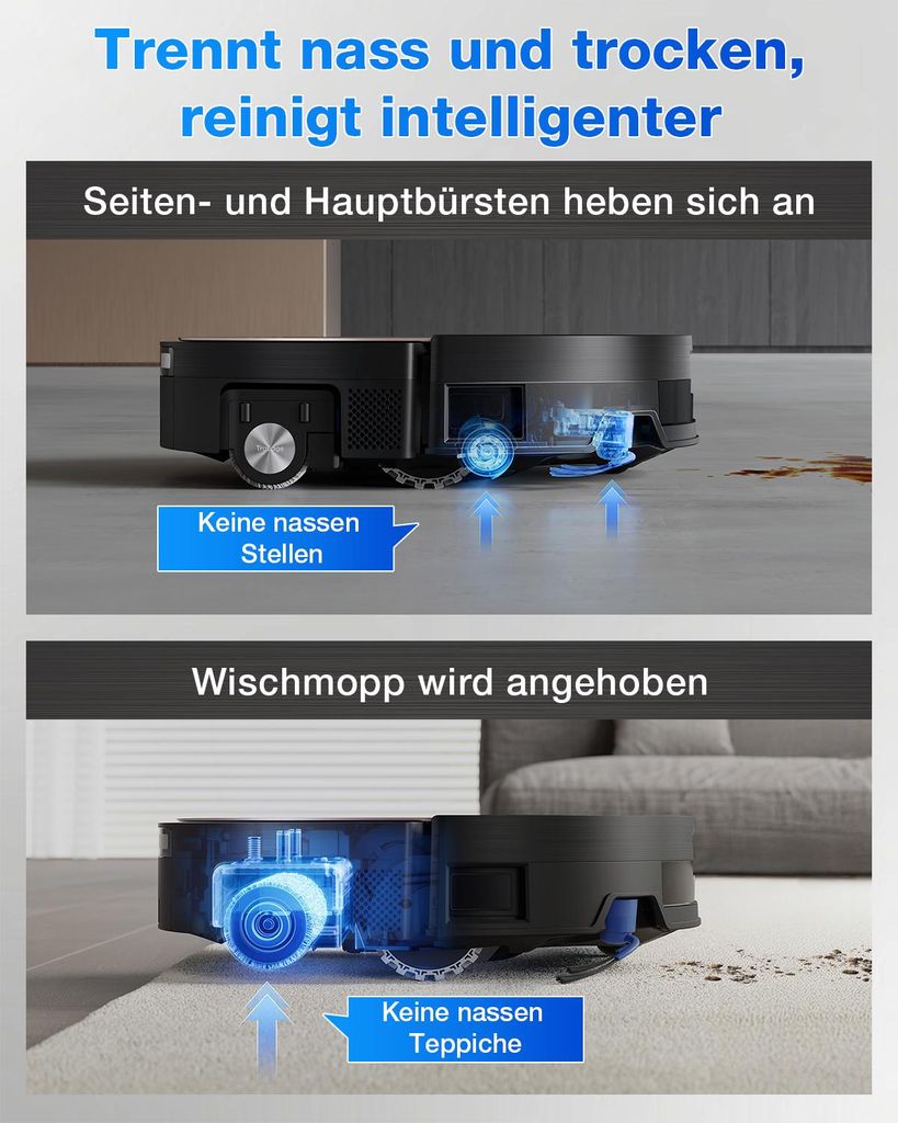 Ecovacs X11 PRO OMNI Staubsauger Roboter mit Wischfunktion, Blast + 19.500 Pa, ultraschnelles Akkuladen, OZMO Roller 2.0, Klettern max. 4 cm Höhe
