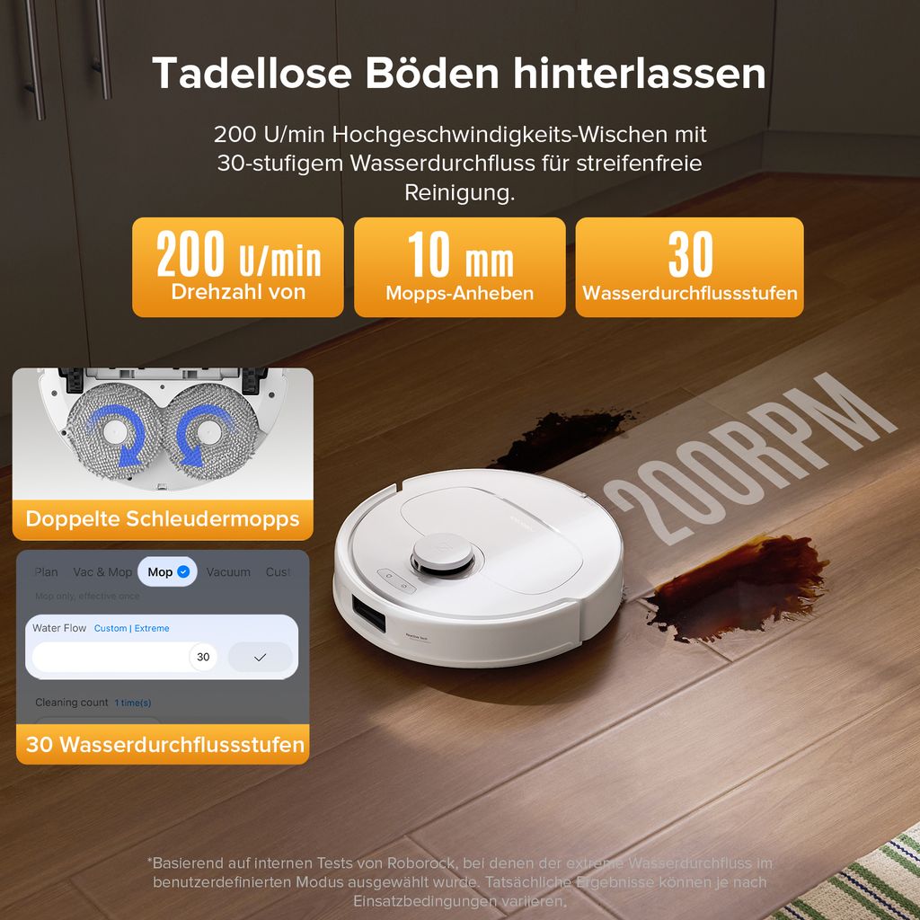 roborock QV 35S Staubsauger Roboter, 10.000 Pa Saugroboter (Upgrade von Qrevo Plus), Anti - Tangle - Bürsten, Anhebbare Schleudermopps (Weiß)