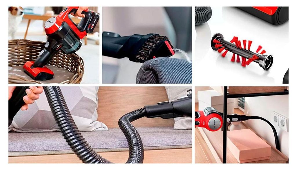 Bosch BBS711ANM Stabstaubsauger/Elektrischer Besen Beutellos 0,3 l Schwarz Rot Edelstahl