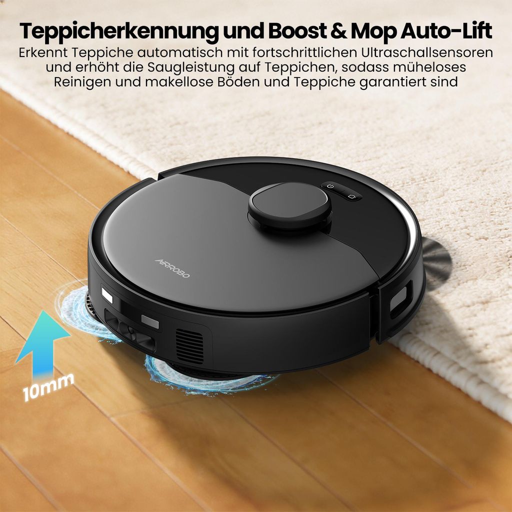 AIRROBO M2 Staubsauger Roboter, 15000Pa Saugroboter, Anti - Tangle - Bürsten, Wischroboter mit Lifting - Mopp