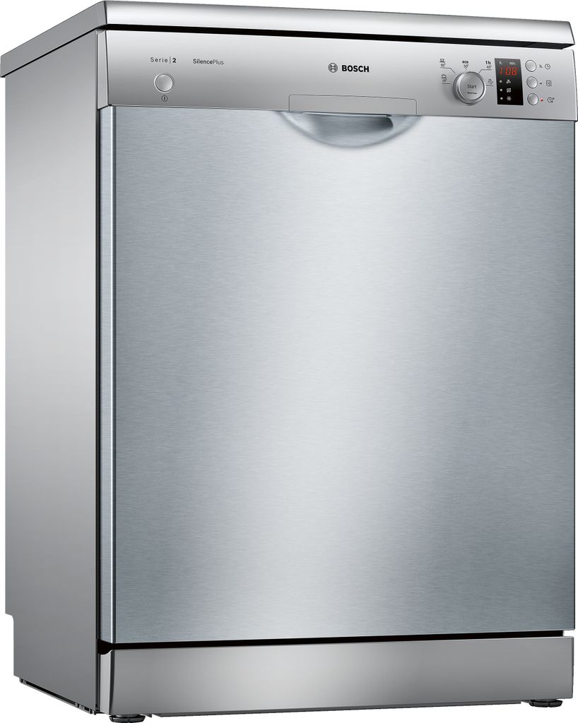 Bosch SMS25AI05E, Freistehend, Standardgröße (60 cm), Edelstahl, Edelstahl, Tasten, Drehregler, 1,75 m