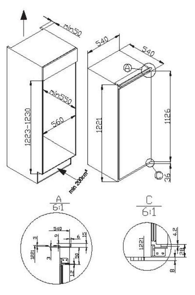 Amica - EKSS 362 221 - Einbau - Kühlschrank mit Gefrierfach - Schlepptür - Technik