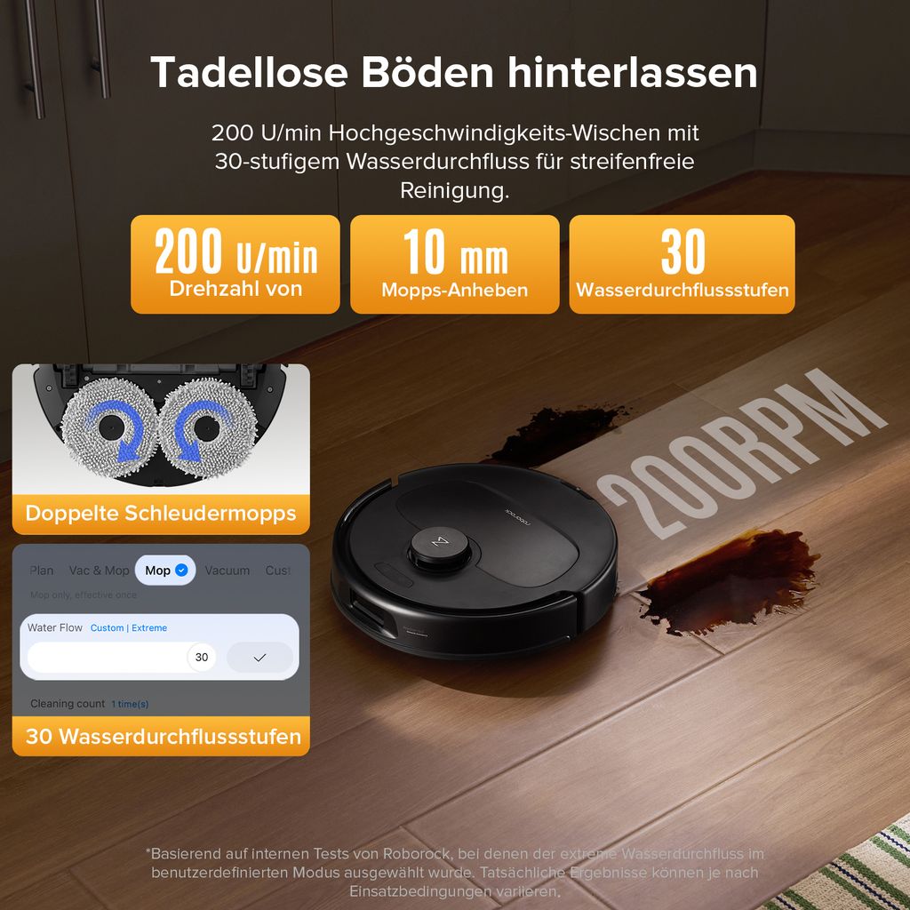 roborock QV 35S Staubsauger Roboter, 10.000Pa Saugroboter (Upgrade von Qrevo Plus), Anti - Tangle - Bürsten, Anhebbare Schleudermopps (Schwarz)