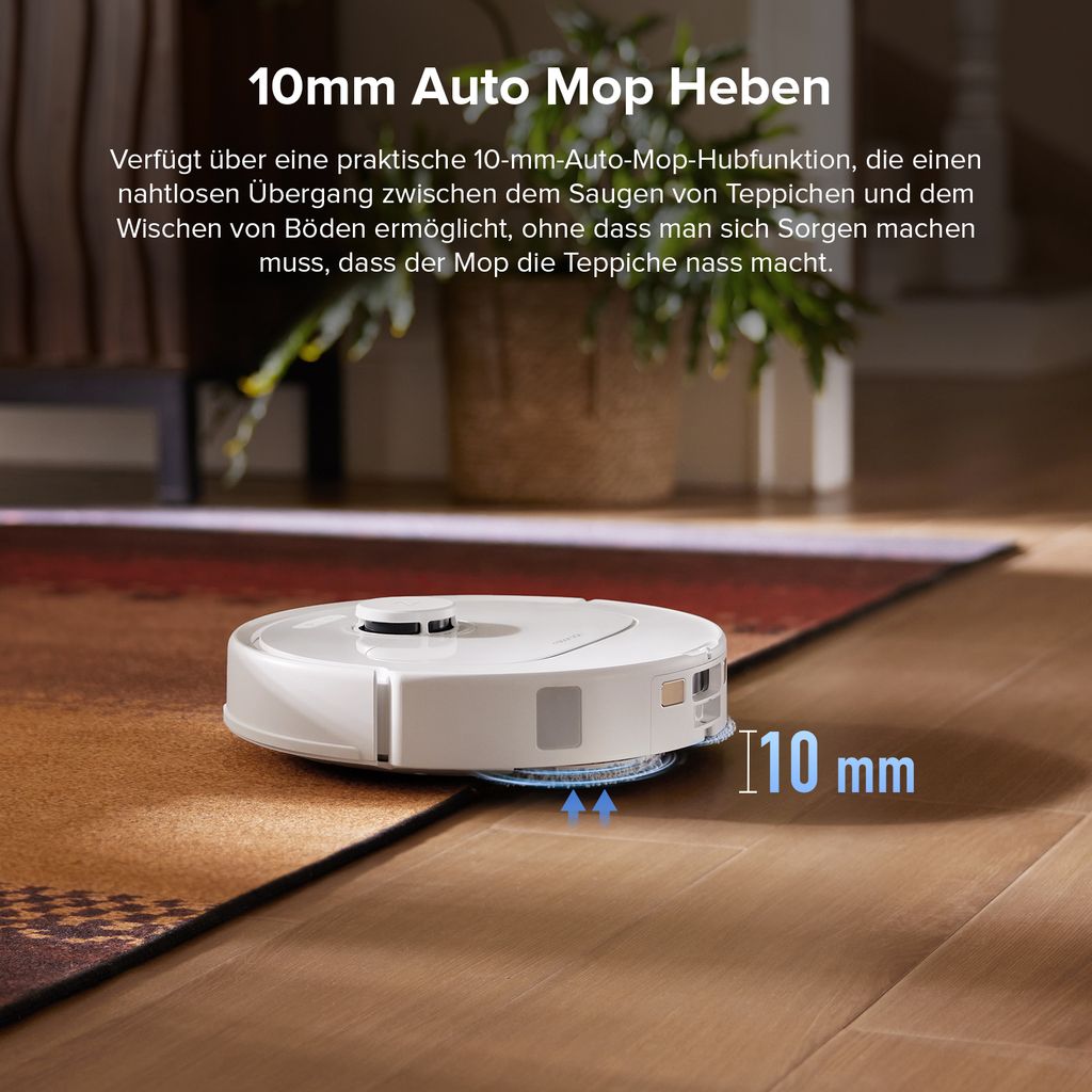 roborock QV 35S Staubsauger Roboter, 10.000 Pa Saugroboter (Upgrade von Qrevo Plus), Anti - Tangle - Bürsten, Anhebbare Schleudermopps (Weiß)