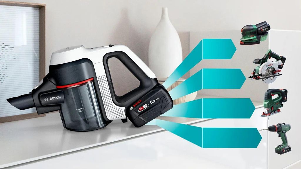 Bosch BSS715CARP, 2 - in - 1 - Stabstaubsauger, Beutellos, Schwarz, Silber, Weiß, 0,3 l, Trocken, Filterung