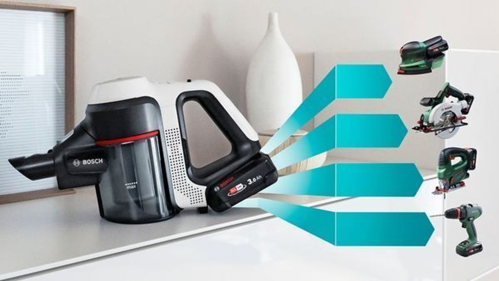Bosch BCS712E, Stabstaubsauger, Beutellos, Schwarz, 0,3 l, 82 dB, Akku