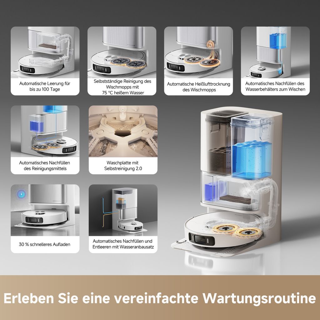 Dreame L40 Ultra AE Saugroboter mit Wischfunktion,19000Pa Saugkraft,Nassen und trockenen Schmutz,Das All - in - 1 - Dock entleert Staub,Anti - Tangle - Bürste