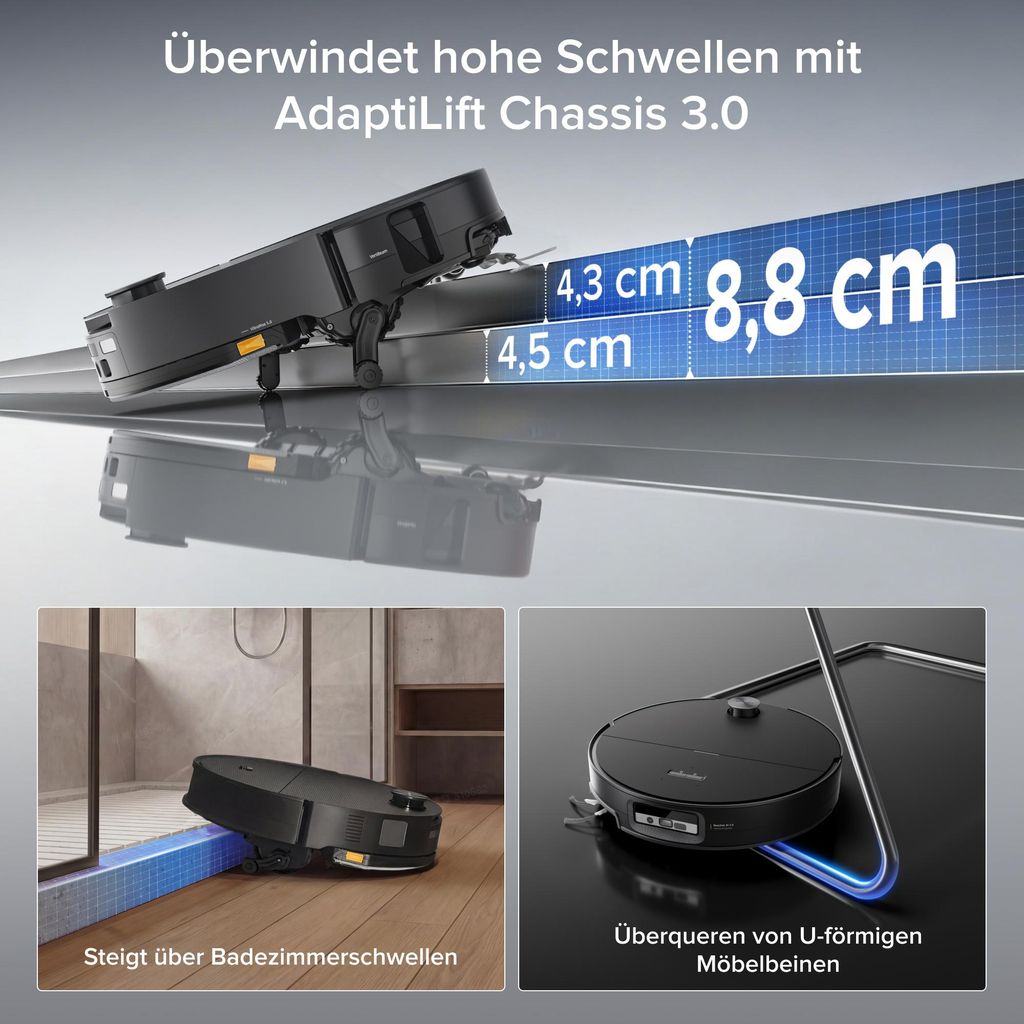 roborock Saros 20 Sonic Staubsauger Roboter, 36.000 Pa Saugroboter mit Wischfunktion, Dual Anti - Tangle System, 7,98cm Ultra - Slim Design (Schwarz)