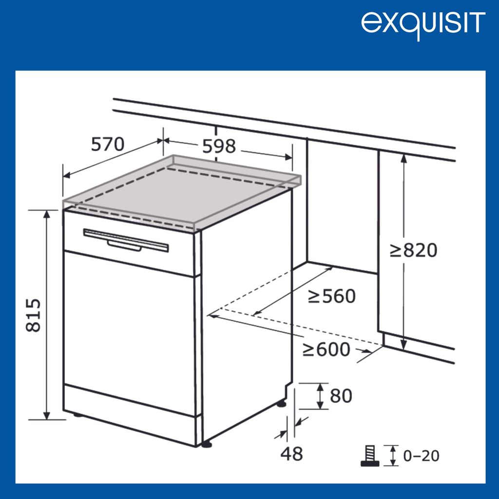 Exquisit Geschirrspüler, 12 Maßgedecke, Stand - /Unterbaugerät, 6 Programme, LED - Anzeige, Auto Door Open, GSP6312 - 030D weiss