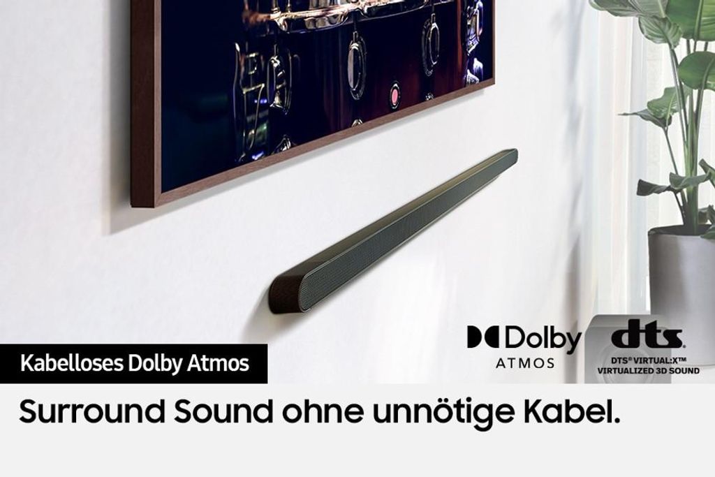 Samsung Ultra Slim Soundbar HW - S810GD 3.1.2 - Kanal & Subwoofer (2024), 3.1.2 Kanäle, 330 W, DTS Virtual:X, Dolby Atmos, Dolby Digital 5.1, Dolby Digital Plus, Dolby TrueHD, Adaptiv, Game Pro, Nacht, Standard, Kabellos, 200 W