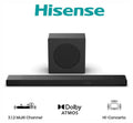 Hisense 3.1.2 CH Soundbar, 440 W, 3.1.2 Kanäle, 440 W, DTS:X, Dolby Atmos, 240 W, 20000 Hz, Kabellos