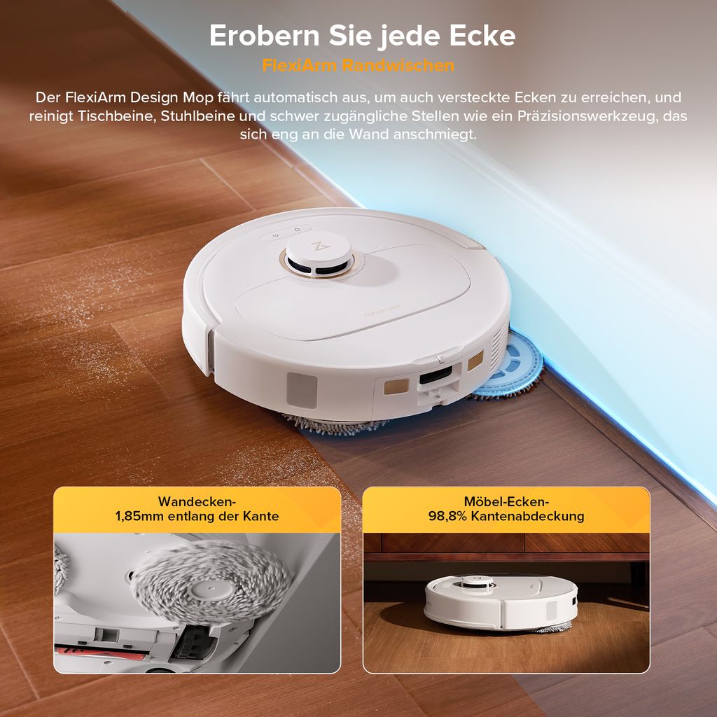 roborock Qrevo S5V Saugroboter mit Wischfunktion, 12.000Pa, Zero - Tangle System, Warmlufttrocknung, Multifunktions - Dockingstation (Weiß)
