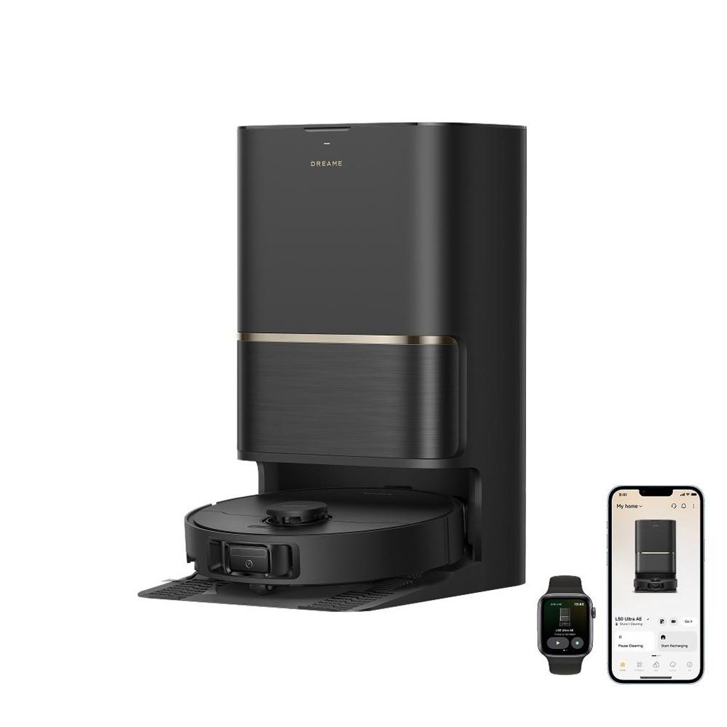 Dreame L50 Ultra AE Saugroboter mit Wischfunktion,28.000Pa Saugleistung,Automatische Entleerungsstation,Ausziehbare Seitenbürste,DryBoard,Schwarz