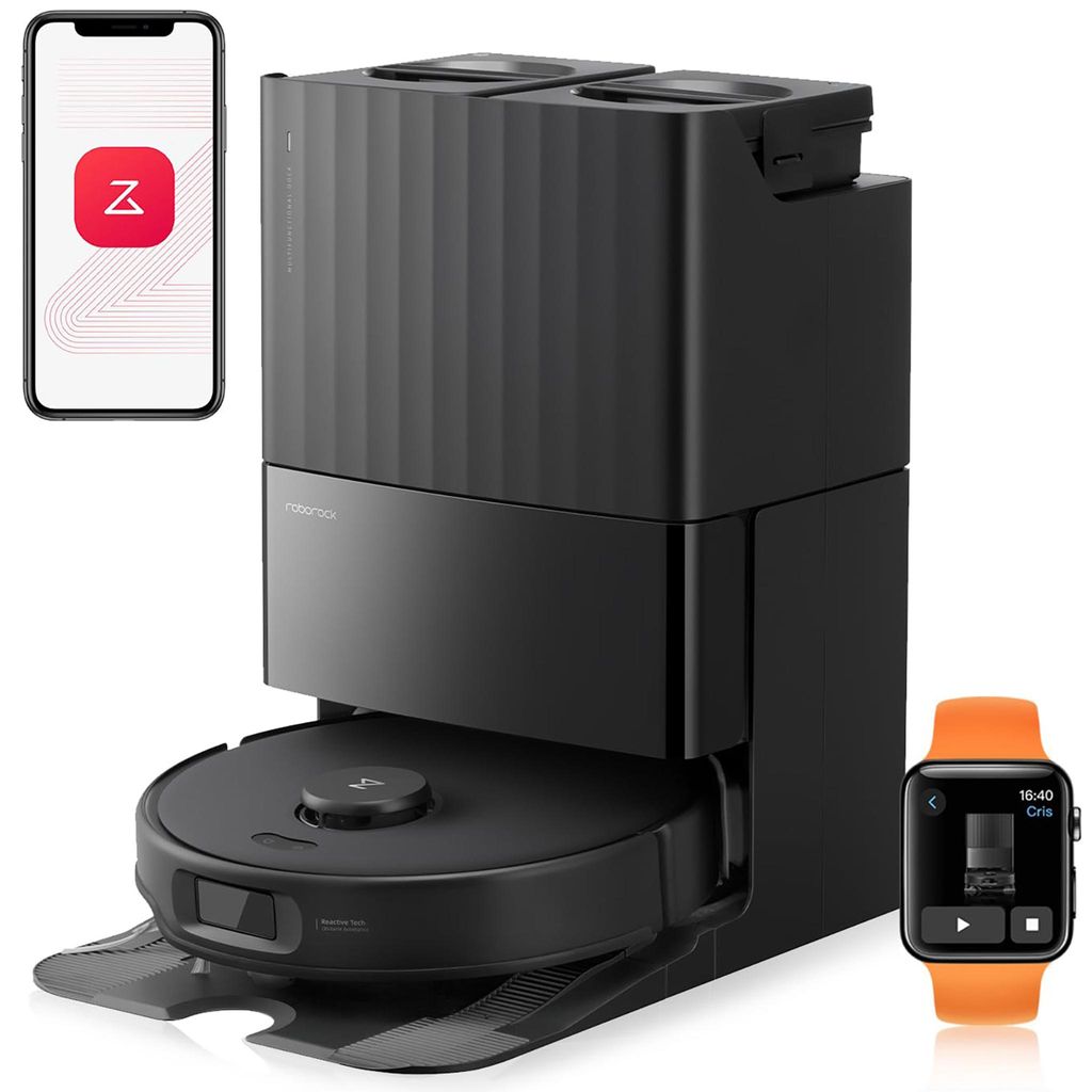 roborock Qrevo Edge S5A Staubsauger Roboter 18.500 Pa(Upgrade von S8 Pro Ultra) Dual Anti - Tangle, 75℃ Heißwasser - Moppwäsche, Hebarem Wischmop,Schwarz