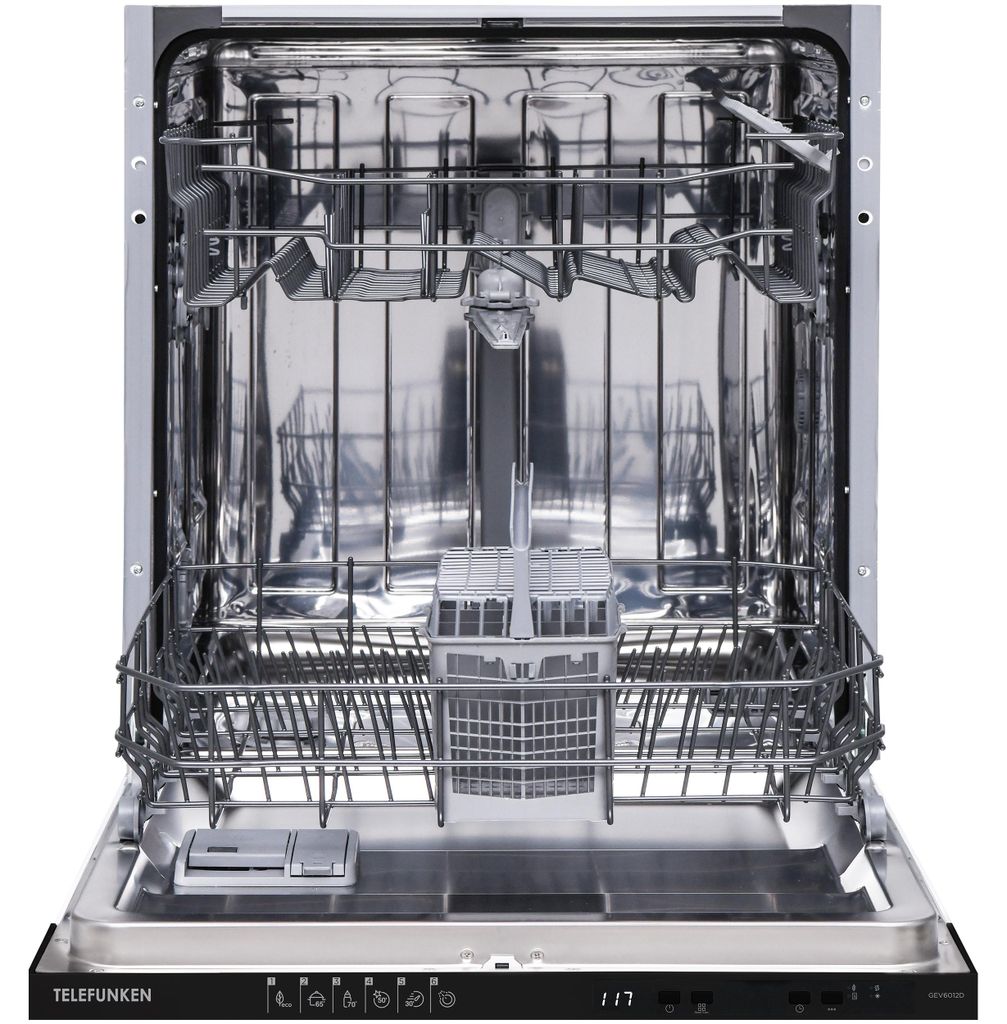 TELEFUNKEN Geschirrspüler vollintegrierbar 60 cm, Einbau Spülmaschine, 12 Maßgedecke, 6 Programme, AquaStop, GEV6012D