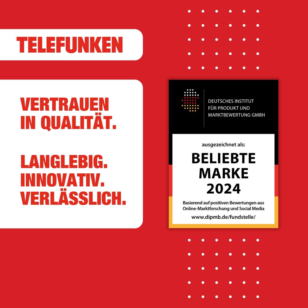 TELEFUNKEN Geschirrspüler 60 cm teilintegrierbar, Einbau Spülmaschine, 12 Maßgedecke, 6 Programme, AquaStop, GET6012DI