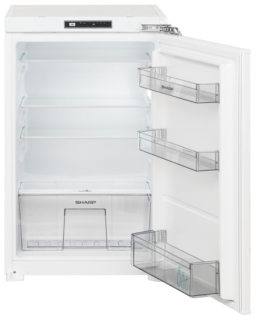 Sharp SJ - LD125E0XD - EU Einbaukühlschrank für 88er Nische, (EEK D, 126 L, 32 dB), (Gemüsefach mit Feuchtigkeitsregler), Festtür, H87,5 x B54cm