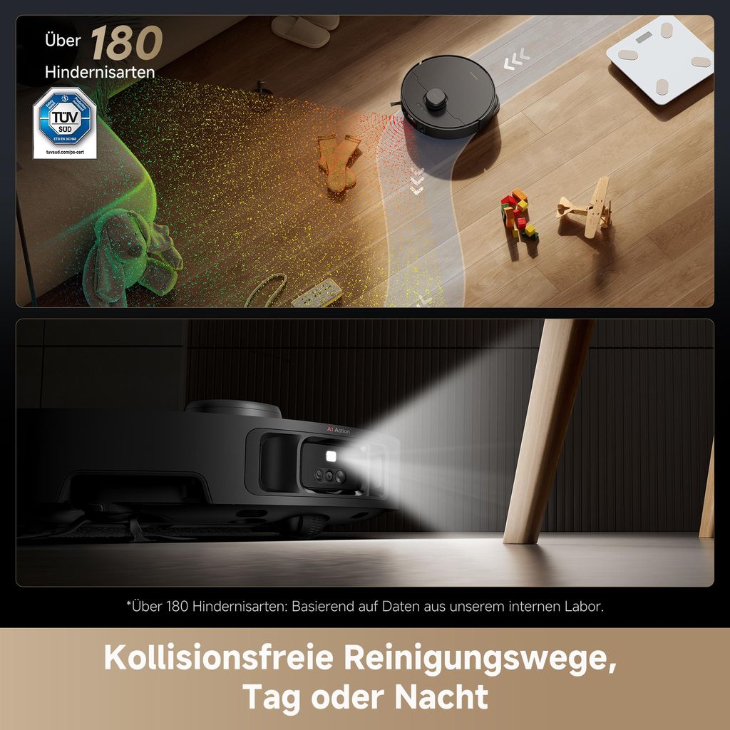 Dreame Staubsauger Roboter L40s Pro Ultra,Schwarz,DREAME,19000Pa Saugkraft,Selbstreinigende Ausfahrbare Wischmopps,Detangling DuoBrush,Hindernisvermeidung