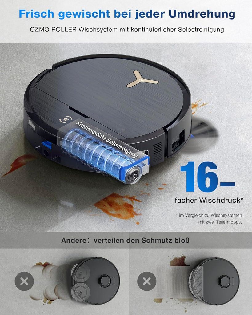 Ecovacs DEEBOT X9 Pro Omni Schwarz Saugroboter mit Wischfunktion, Staubsauger Roboter mit 16.600 Pa, All - in - One Omni Station